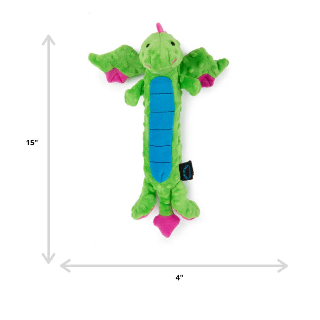 goDog Skinny Dragon w/Chew Guard Plush Dog Toy Green Large