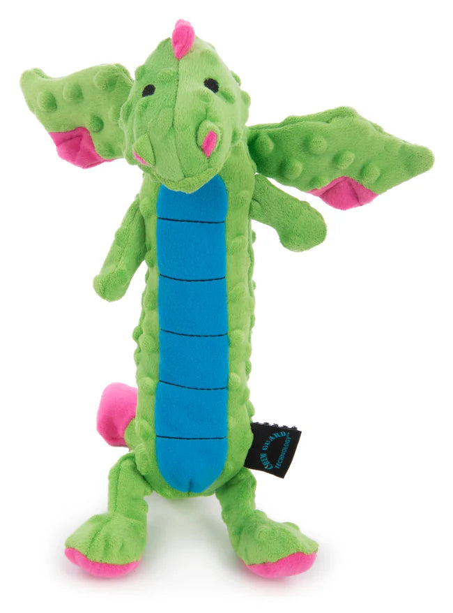goDog Skinny Dragon w/Chew Guard Plush Dog Toy Green Large